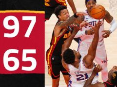 NBA常规赛：三节战罢，老鹰领先76人32分