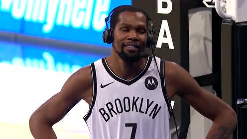 【NBA集锦】赛后被问道和哈登重聚 杜兰特呲牙大笑合不拢嘴