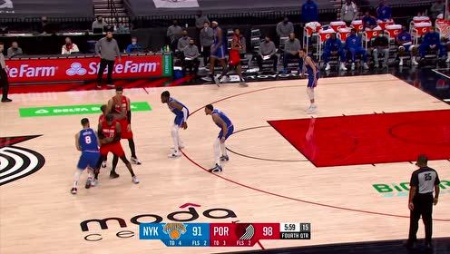 【NBA集锦】完全无视防守 利拉德招牌超远三分将比分拉开