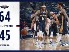 半场战报：比尔16+2+2，小洛佩兹11+2+1，奇才以45-64落后鹈鹕19分