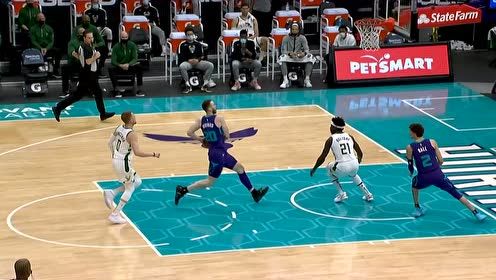 【NBA集锦】三球不看人神仙背传 海沃德心领神会惊艳爆扣