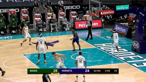 【NBA集锦】打得就是精锐 黄蜂一波12-0冲击波打懵雄鹿