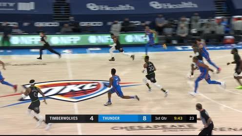 【NBA集锦】森林狼106-103雷霆 拉塞尔三分拯救球队