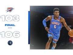 NBA常规赛：森林狼以106-103战胜雷霆，比斯利&拉塞尔合砍45分