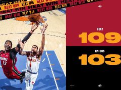 兰德尔24+13+7大两双数据仍不敌热火，尼克斯103-109惜败！