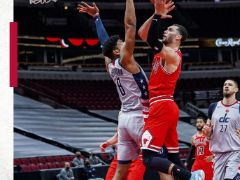 NBA常规赛：半场结束，奇才58-48公牛，比尔13+6