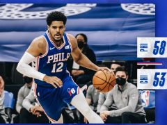 NBA常规赛：半场战罢，76人以58-53暂时领先公牛