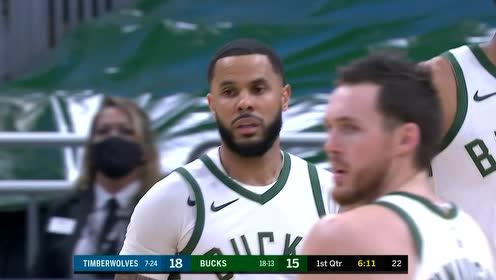 【NBA录像回放 原声】森林狼vs雄鹿第1节 英文原声回放