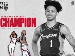 NBA全明星扣篮大赛：安芬尼-西蒙斯“亲吻”扣篮成功夺冠