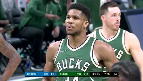 【NBA录像回放 国语】尼克斯vs雄鹿第3节中文解说回放