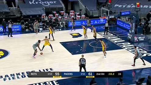 【NBA集锦】这操作就离谱 哈登撤步三分无视防守正中靶心