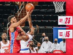 NBA常规赛：首节战罢，76人以23-15领先尼克斯8分