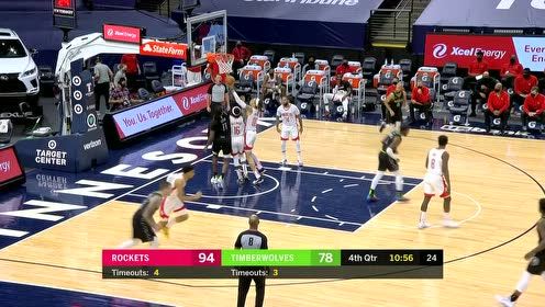 【NBA集锦】火箭101-107森林狼 森林狼22-0进攻高潮逆转火箭
