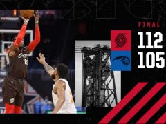 NBA常规赛：全场结束，开拓者以112-105战胜魔术