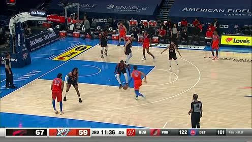 【NBA集锦】猛龙103-113雷霆 特伦特31分雷霆七人得分上双力克猛龙