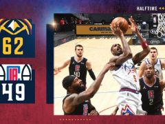 NBA常规赛：半场结束，掘金领先快船13分