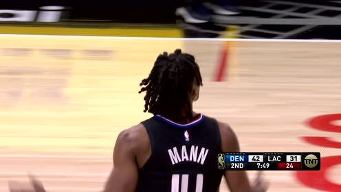 【2021年04月02日 掘金vs快船集锦】内线翻江倒海 特伦斯曼碾压两人内线补篮建功