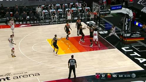 【2021年04月03日 公牛vs爵士集锦】就喜欢直来直去 米切尔假动作晃过防守一飞冲天劈山伐木