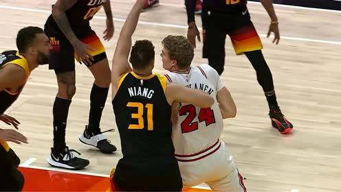 【2021年04月03日 公牛vs爵士集锦】万花丛中过！马尔卡宁披荆斩棘极限勾手打成2+1