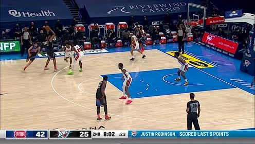 【2021年04月06日 活塞vs雷霆集锦】布拉德利篮下接球 平地而起双手暴扣