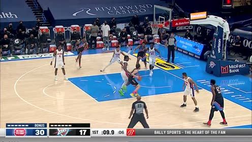 【2021年04月06日 活塞vs雷霆集锦】杰洛姆直突内线 飘逸上篮稳稳命中