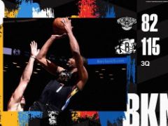 NBA常规赛：三节战报，鹈鹕82-115落后篮网