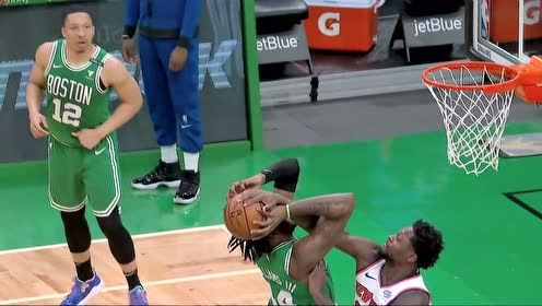 【2021年04月08日 尼克斯vs凯尔特人集锦】休想在我的禁区撒野 兰德尔迎面摁帽