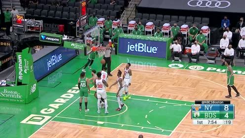 【2021年04月08日 尼克斯vs凯尔特人集锦】如猛虎下山 杰伦布朗空中拉杆造2+1