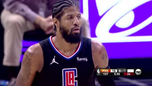 【2021年04月09日 太阳vs快船集锦】突破到一半突然出手 乔治半截篮稳稳命中