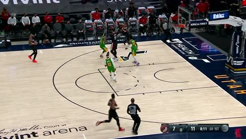 【2021年04月09日 开拓者vs爵士集锦】手感火热天降火雨 鲍威尔连中不讲理三分