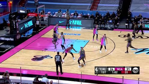 【2021年04月09日 湖人vs热火集锦】单挑秃曼巴 德拉季奇快攻背后换手挑篮打进