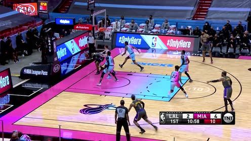 【2021年04月09日 湖人vs热火集锦】庄神背身单打失误收场 詹眉场边观战一脸无奈