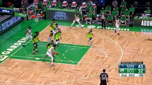 【2021年04月10日 森林狼vs凯尔特人集锦】一个字就是干 塔图姆硬凿防守转身上篮2+1