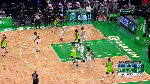 【2021年04月10日 森林狼vs凯尔特人集锦】这防守怎么就漏了呢 唐斯妙传麦克丹尼尔斯单臂挂筐