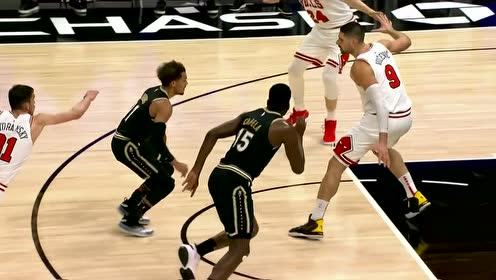 【2021年04月10日 公牛vs老鹰集锦】来了他来了 特雷杨急刹车上篮大喊犯规