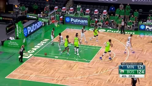 【2021年04月10日 森林狼vs凯尔特人集锦】这球必进今日十佳 拉塞尔打板三分绝平凯尔特人