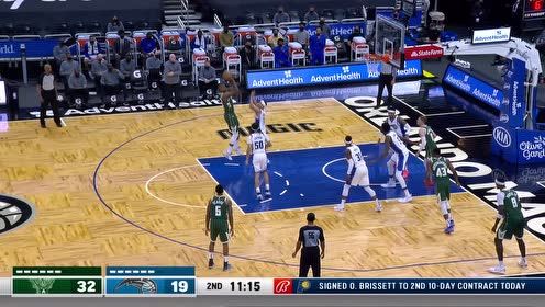 【2021年04月12日 雄鹿vs魔术集锦】雄鹿124-87魔术 字母缺阵米德尔顿21+8率队大胜魔术终止3连败