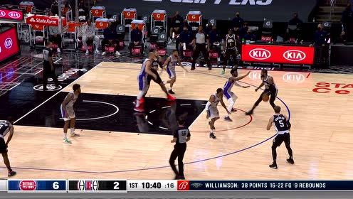 【2021年04月12日 活塞vs快船集锦】自己攻一个！泡椒单打独斗冲击内线送球入网