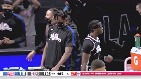 【2021年04月12日 活塞vs快船集锦】当我没脾气？泡椒暴力隔扣斯图尔特宣泄不满