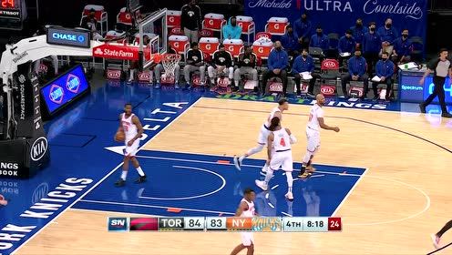 【2021年04月12日 猛龙vs尼克斯集锦】弧顶开炮命中 弗林干拔大号三分拉开分差