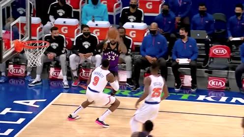 【2021年04月12日 猛龙vs尼克斯集锦】追身三分技惊四座 特伦特点飞巴雷特甩狙命中