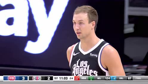 【2021年04月12日 活塞vs快船集锦】任你怎么防！泡椒连线肯纳德急停后撤步跳投命中