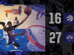 NBA常规赛：首节战罢，尼克斯以27-16领先猛龙11分