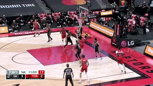 【2021年04月15日 马刺vs猛龙集锦】猿臂轻舒轻松挑篮 西亚卡姆碾压进场突破建功