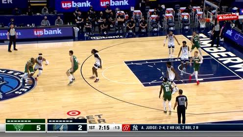 【2021年04月15日 雄鹿vs森林狼集锦】攻防转换教科书 米德尔顿蝴蝶穿花勾手打进