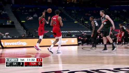 【2021年04月15日 马刺vs猛龙集锦】变相突破戏耍防守 阿奴诺比晃晕珀尔特尔上篮命中