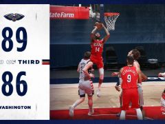 NBA常规赛：三节战罢，鹈鹕以89-86领先奇才3分