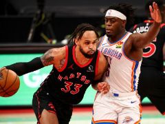 NBA常规赛：三节战罢，猛龙81-80领先雷霆1分