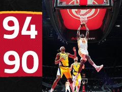 NBA常规赛：三节战报，老鹰94-90领先步行者
