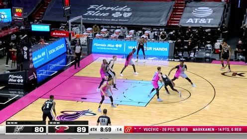 【2021年04月29日 马刺vs热火集锦】霸王硬上弓 穆雷连续运球强硬突破得手